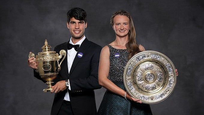 X/wimbledon : Wimbledon 2025 Live Streaming: Carlos Alcaraz and Barbora Krejcikova with their Wimbledon 2024 titles.