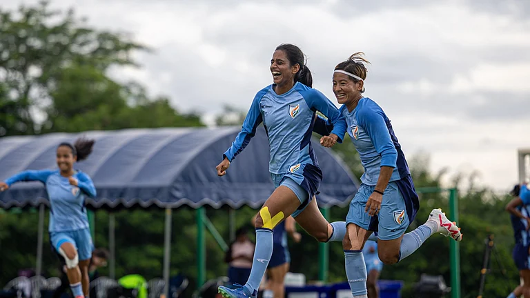 AFC Women’s Asian Cup 2026 Draws: Indian women's national football team players celebrating a win. - Photo: X | Indian Football Team