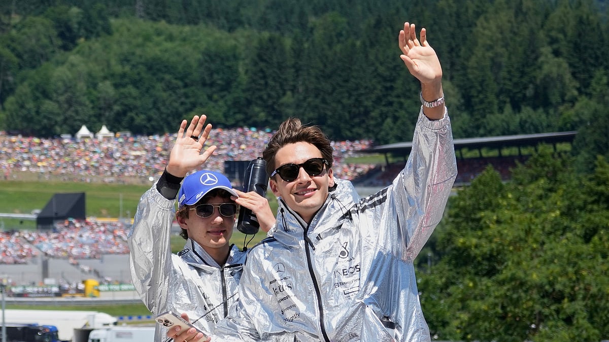 Austrian Grand Prix LIVE: Mercedes drivers Andrea Kimi Antonelli of Italy, left and George Russell of Britain wave to fanes before the Austrian Formula One Grand Prix in Spielberg, Austria, Sunday, June 29, 2025. 
