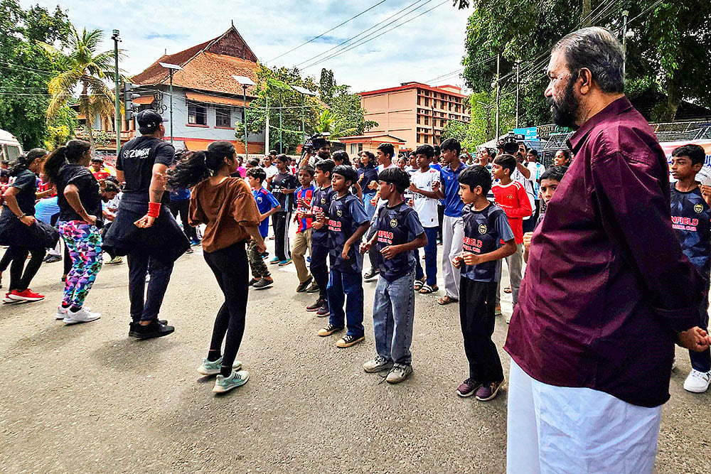 Students take part in Zumba dance in Trivandrum
