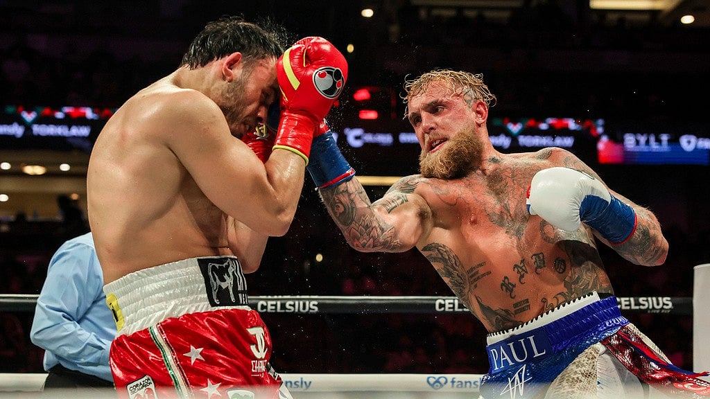 AP : Jake Paul, right, punches Julio Cesar Chavez Jr. during their cruiserweight boxing match on Saturday, June 28, 2025, in Anaheim, Calif.