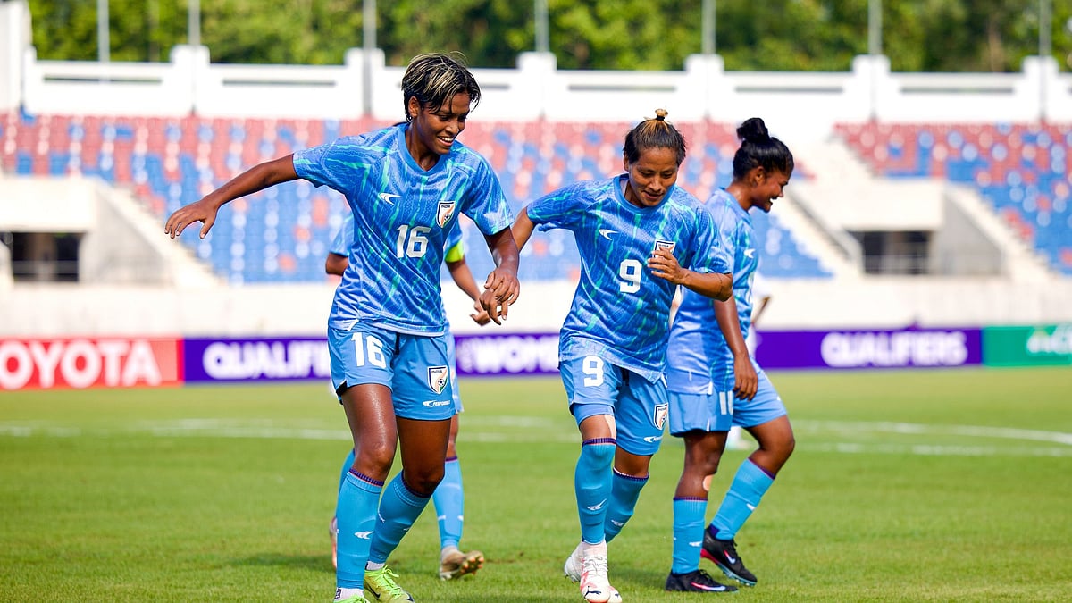 India Vs Timor Leste, AFC Women’s Asian Cup Qualifiers: Manisha Kalyan celebrating her brace. - AIFF