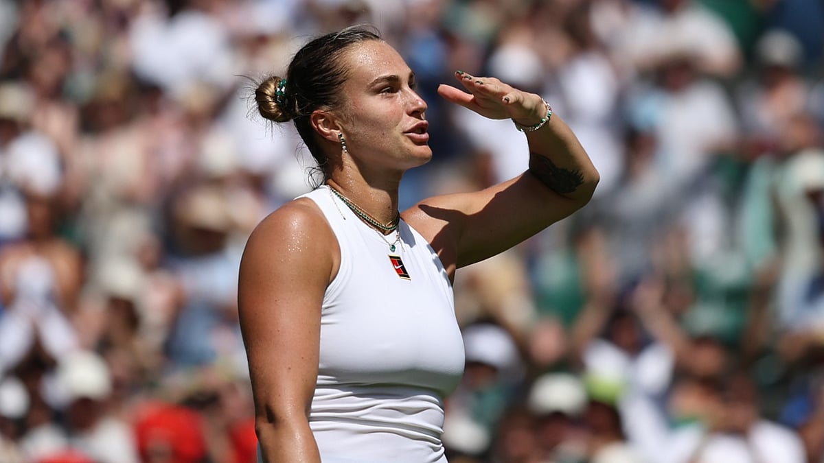 Top Seed Aryna Sabalenka at Wimbledon 2025. - null