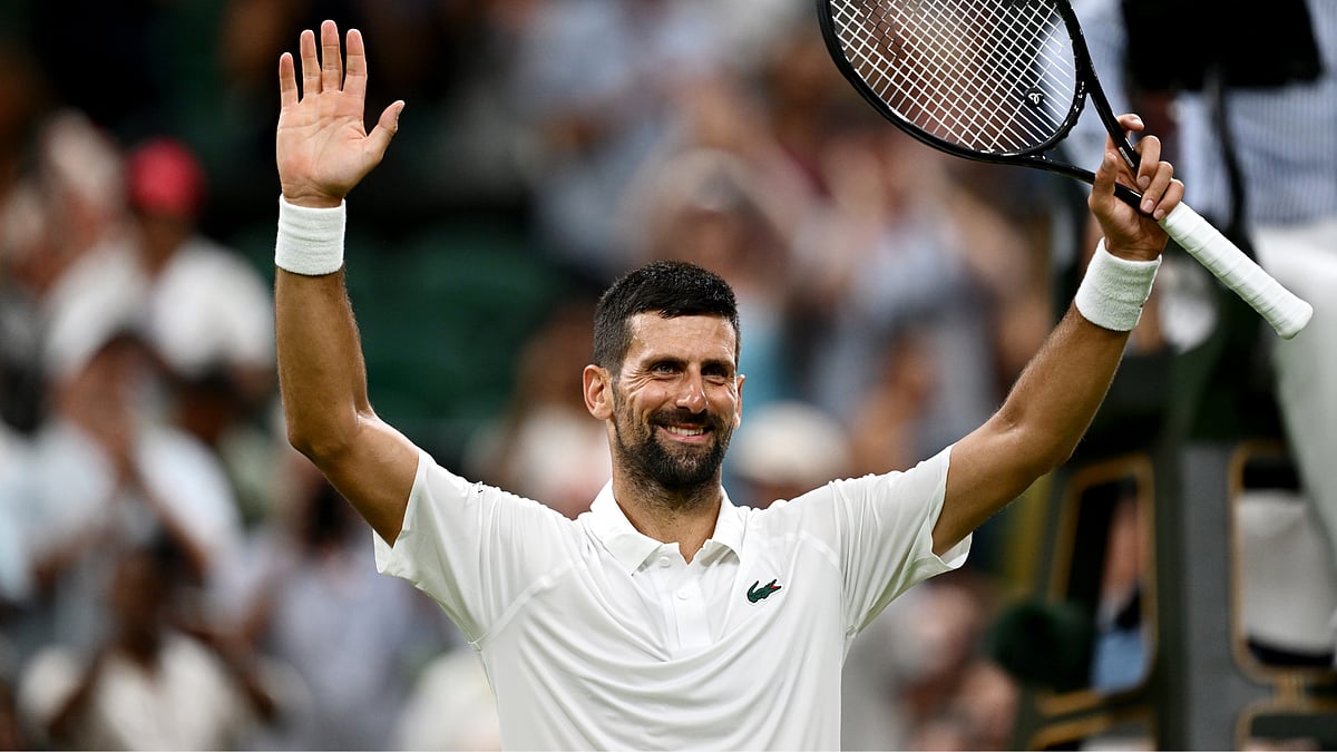 Novak Djokovic after winning against Alexandre Muller at Wimbledon.