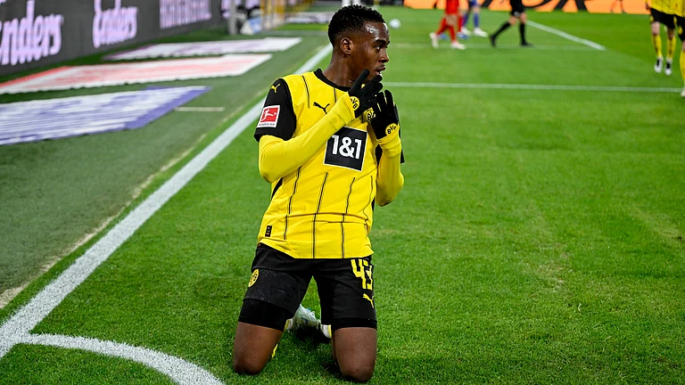 File photo of Jamie Gittens in action for Borussia Dortmund. - File