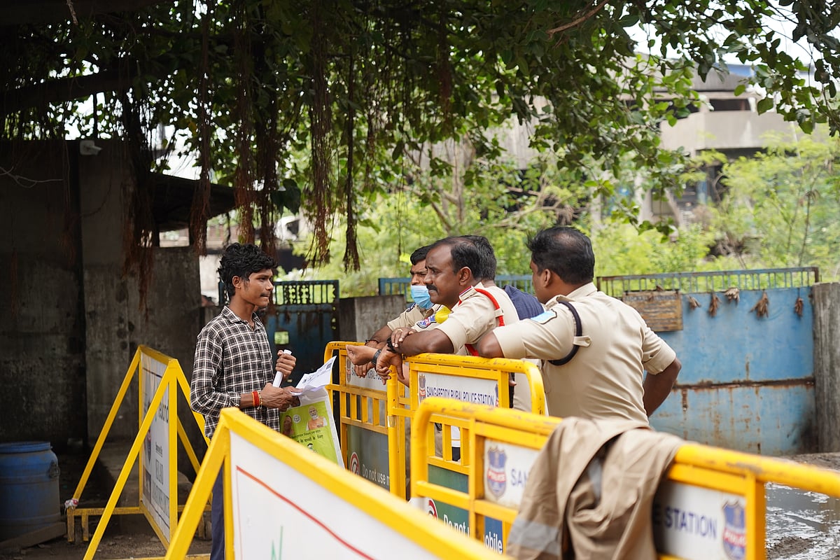 Ranadheer Bakkannagari : Family members seeking permission of police to go inside to search for missing persons.