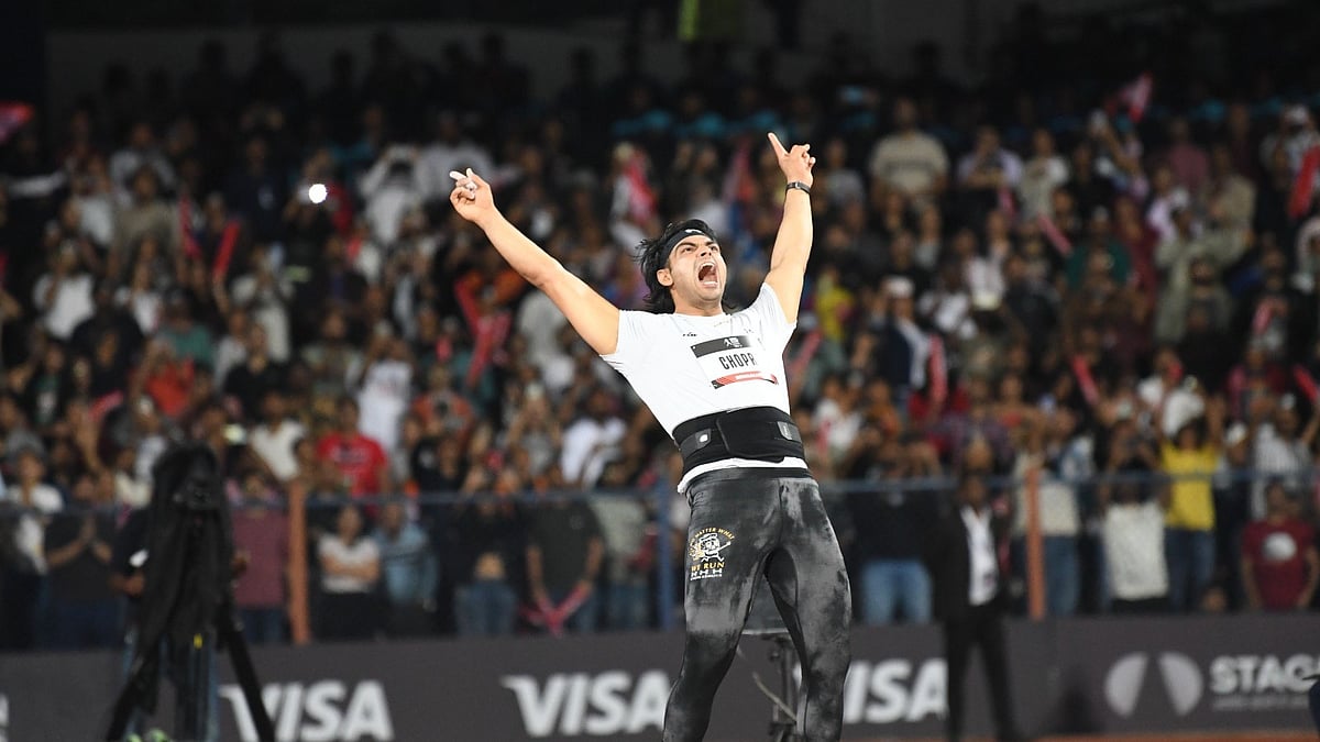 Neeraj Chopra Classic  : Neeraj Chopra celebrates win at the Neeraj Chopra Classic 2025.