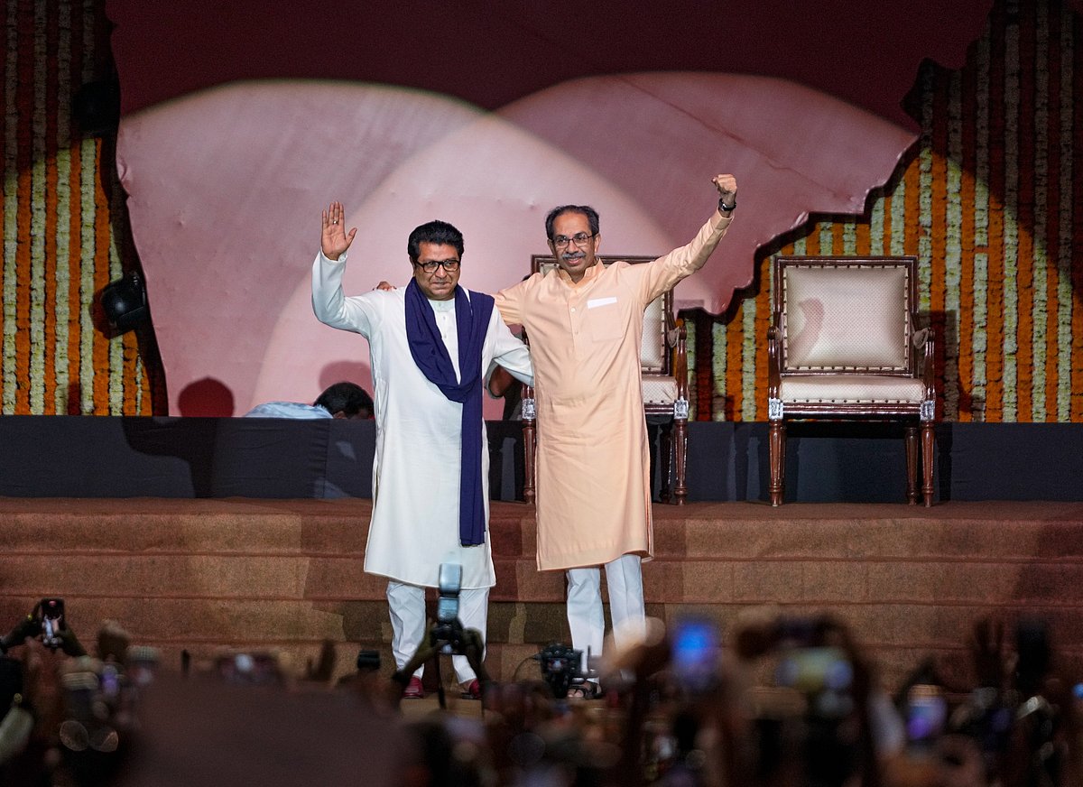 Raj and Uddhav Thackeray at the rally - PTI