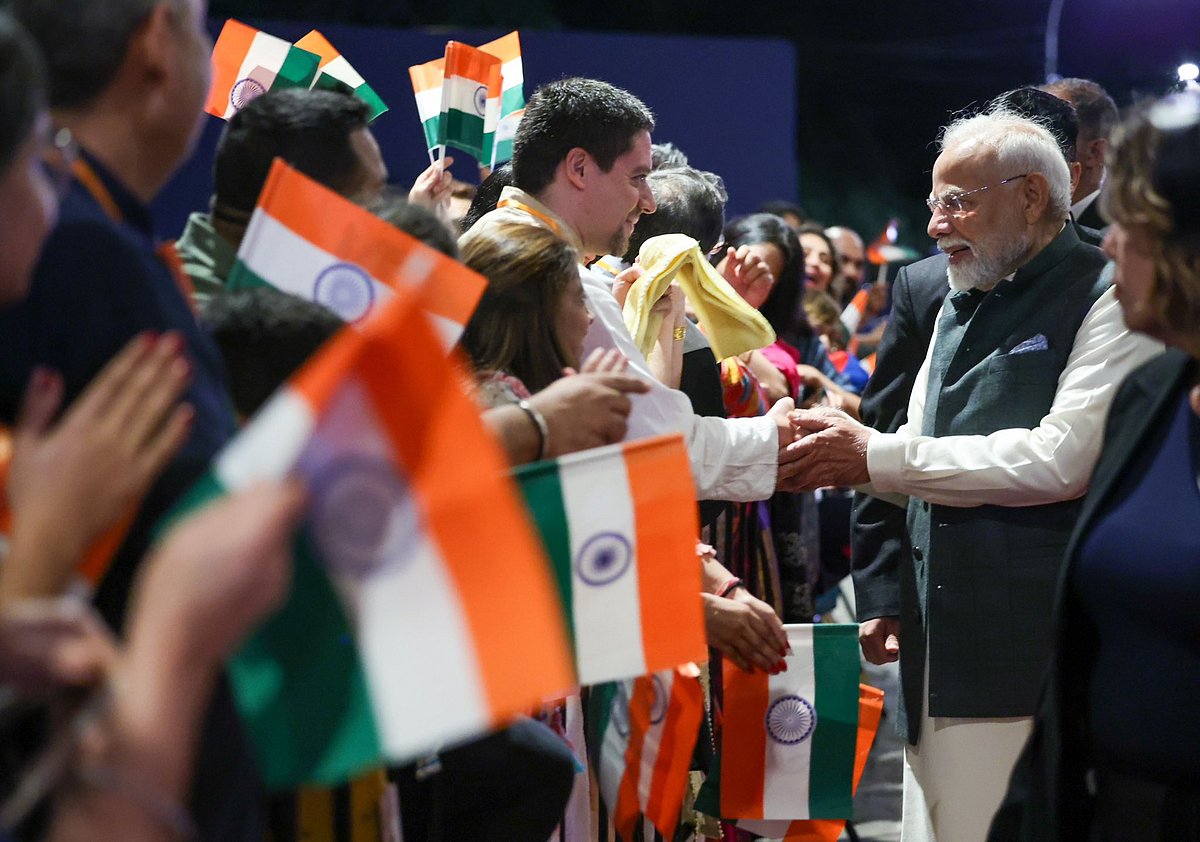 Narendra Modi's X account | : PM Modi being welcomes by members of the Indian community in Brazil | 