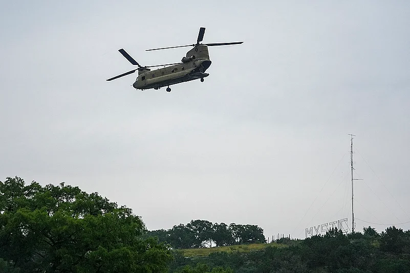 Texas Floods Extreme Weather_A sign for Camp Mystic