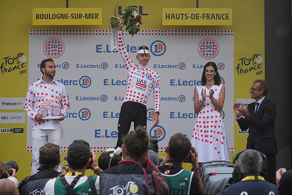 Second stage of the Tour de France cycling race 2025: Slovenias Tadej Pogacar 