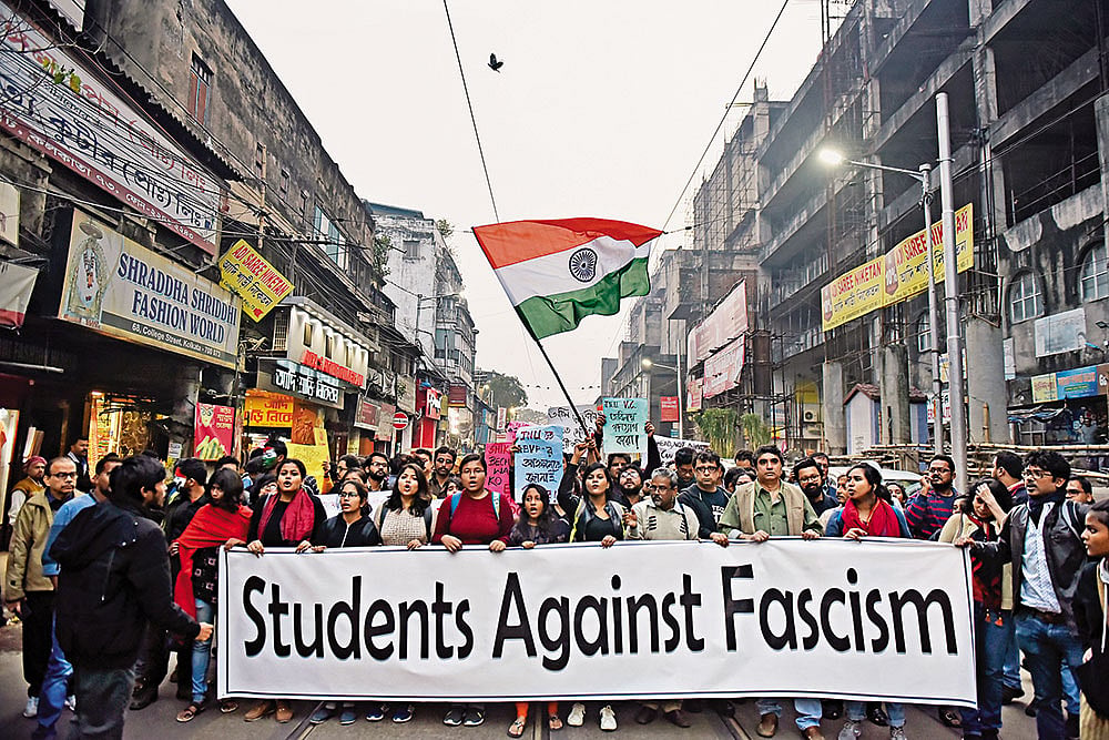 Photo: Getty Images : Joining Hands: Students, activists, actors and singers participated against the Citizenship Amendment Act in Kolkata in 2020