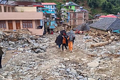Flood-affected area in Mandi's Thunag