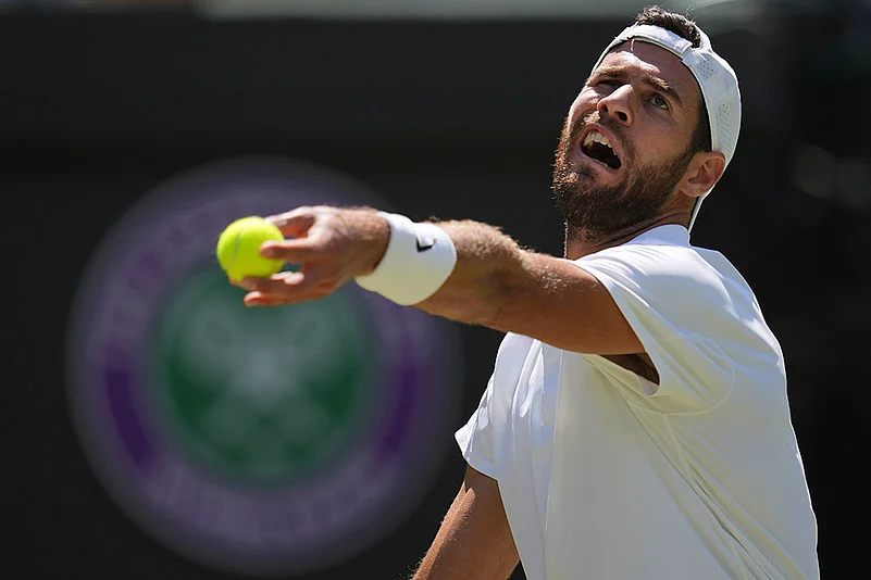 Britain tennis Wimbledon 2025 quarterfinal match Taylor Fritz Vs Karen Khachanov in London_9