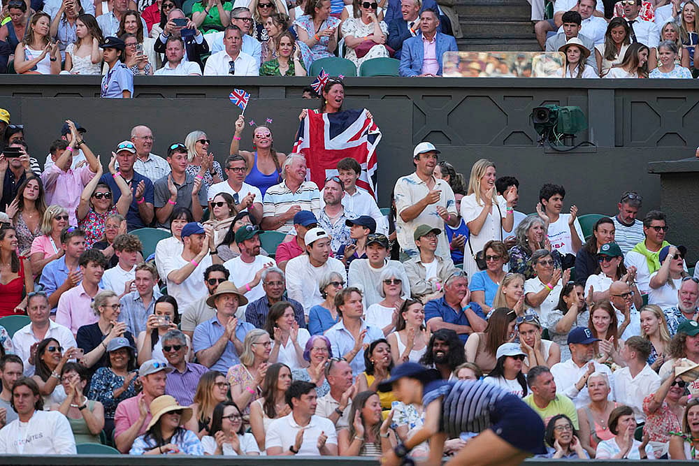 Britain tennis Wimbledon 2025 match Carlos Alcaraz Vs Cameron Norrie in London_British Union flag