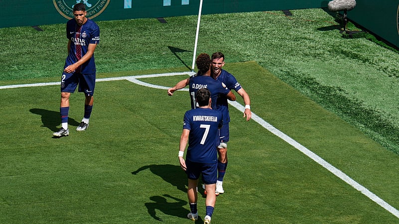 PSG vs Real Madrid FIFA club World cup 2025 Fabian Ruiz Desire Doue AP