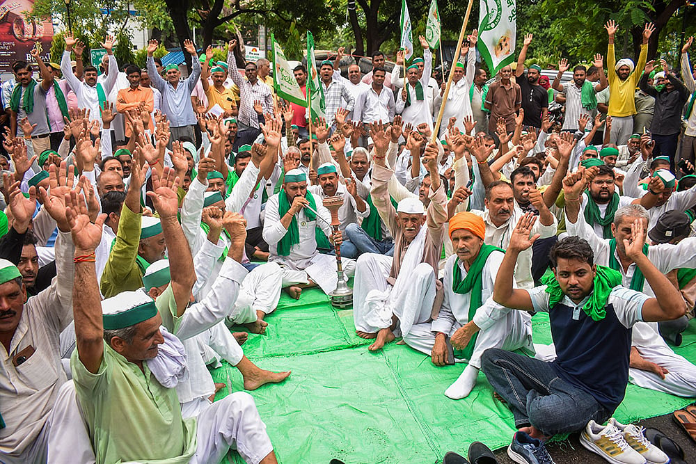 | Photo: PTI : Farmers' protest in Meerut