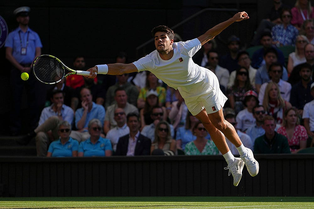 Britain tennis Wimbledon 2025 quarterfinal match Carlos Alcaraz Vs Cameron Norrie in London_7