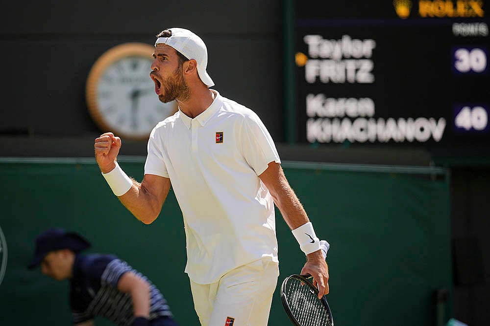 Britain tennis Wimbledon 2025 quarterfinal match Taylor Fritz Vs Karen Khachanov in London_7