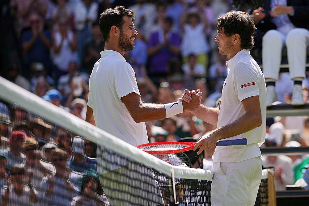 | Photo: AP/Kin Cheung : Wimbledon 2025 Quarterfinal: Taylor Fritz Vs Karen Khachanov