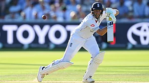 File : Joe Root in action against India at Lord's