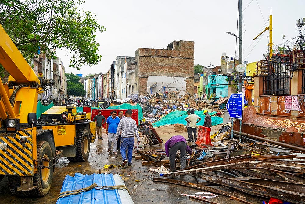 Three-storey building collapses in Delhis Bada Hindu Rao area