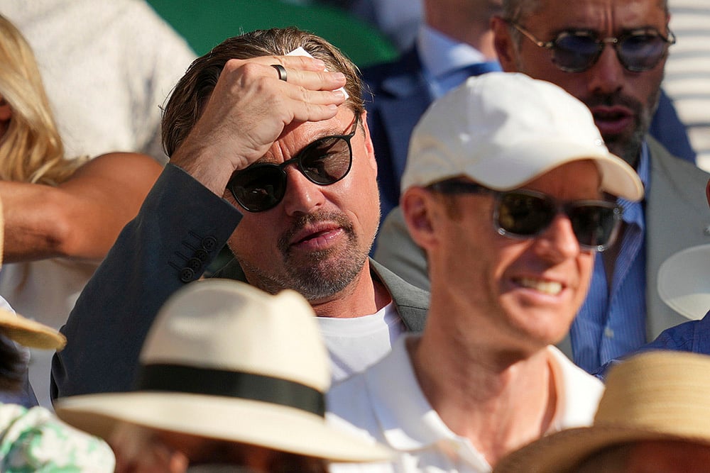 Wimbledon Tennis 2025 mens semifinal match Novak Djorkovic vs Jannik Sinner_Leonardo DiCaprio