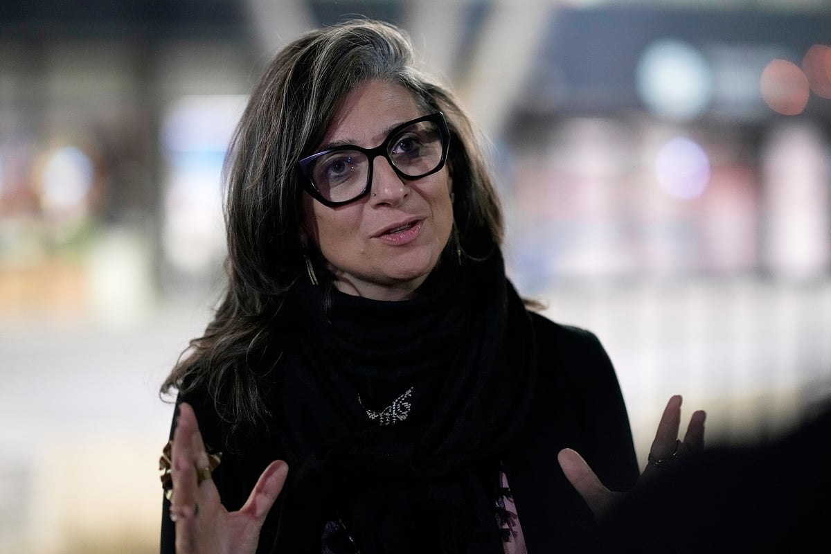 U.N. Special Rapporteur for the Occupied Palestinian Territories Francesca Albanese talks to The Associated Press at the Sarajevo airport in Sarajevo, Bosnia and Herzegovina, Thursday, July 10, 2025, on her way to events commemorating the 30th anniversary of the Srebrenica genocide.  - AP Photo/Darko Bandic