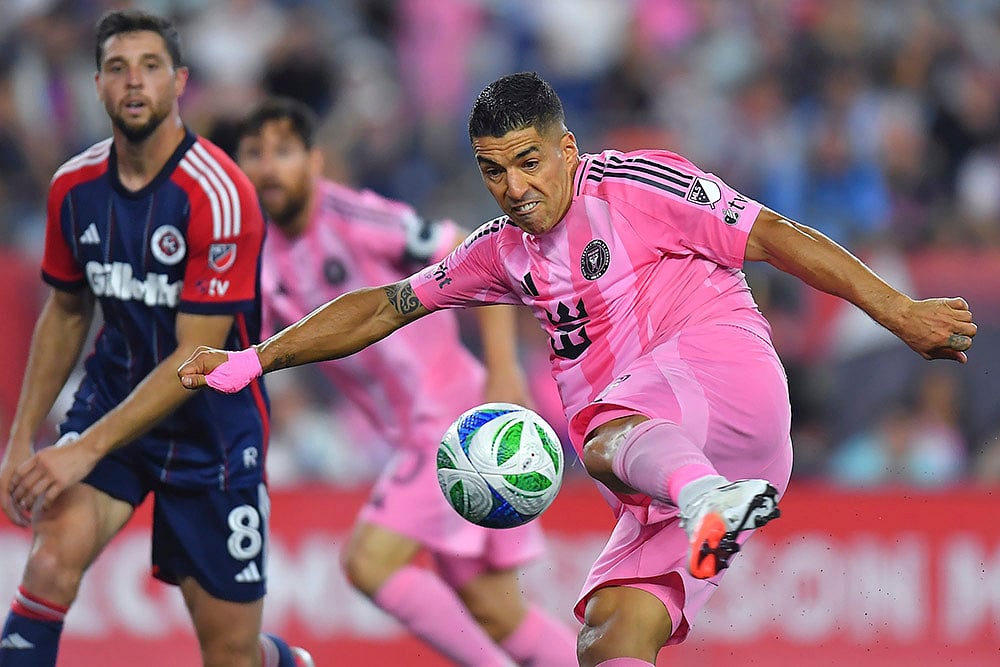 MLS soccer match Inter Miami vs New England Revolution Photos_Luis Suárez
