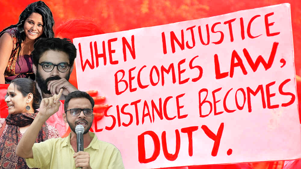 Top to Bottom: Devangana Kalita, Sharjeel Imam, Natasha Narwal, Umar Khalid