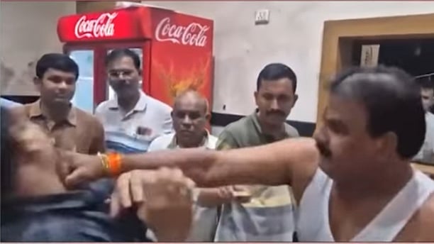 Youtube ScreenGrab : Video of Shiv Sena MLA Sanjay Gaikwad punching a canteen worker over subpar food quality has gone viral