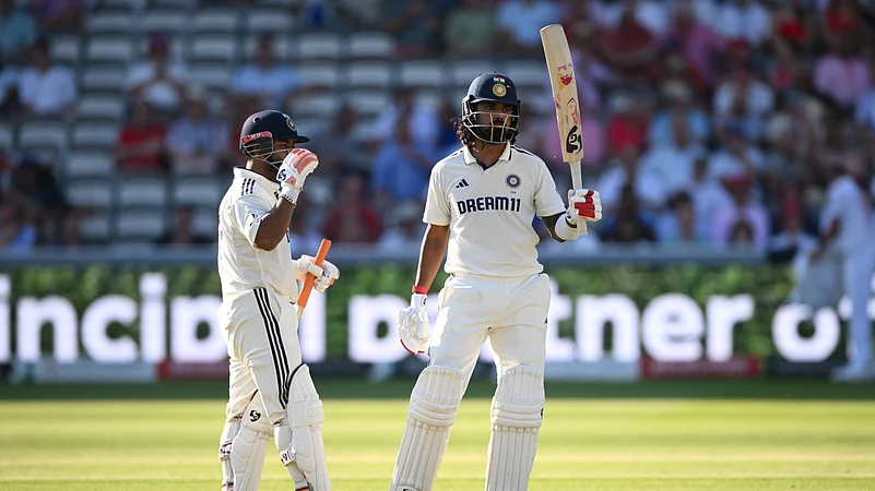 KL Rahul celebrates his 10th Test century