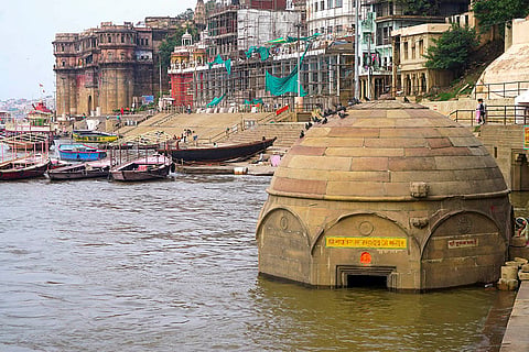 Swollen Ganga river at Panchganga Ghat