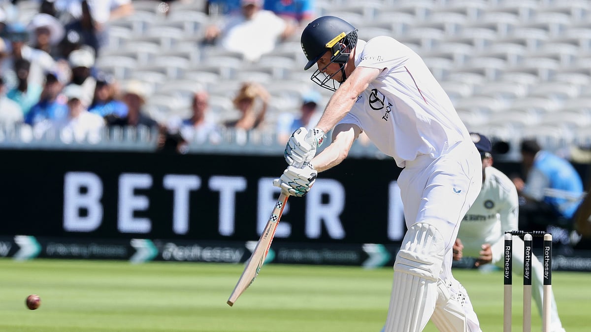 (AP Photo/Richard Pelham) : England's Zak Crawley plays a shot during the third cricket test match between England and India at Lord's cricket ground in London, Thursday, July 10, 2025. 