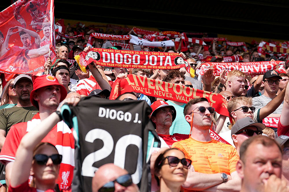 Tribute To Diogo Jota; Pre-season friendly soccer match Preston vs Liverpool