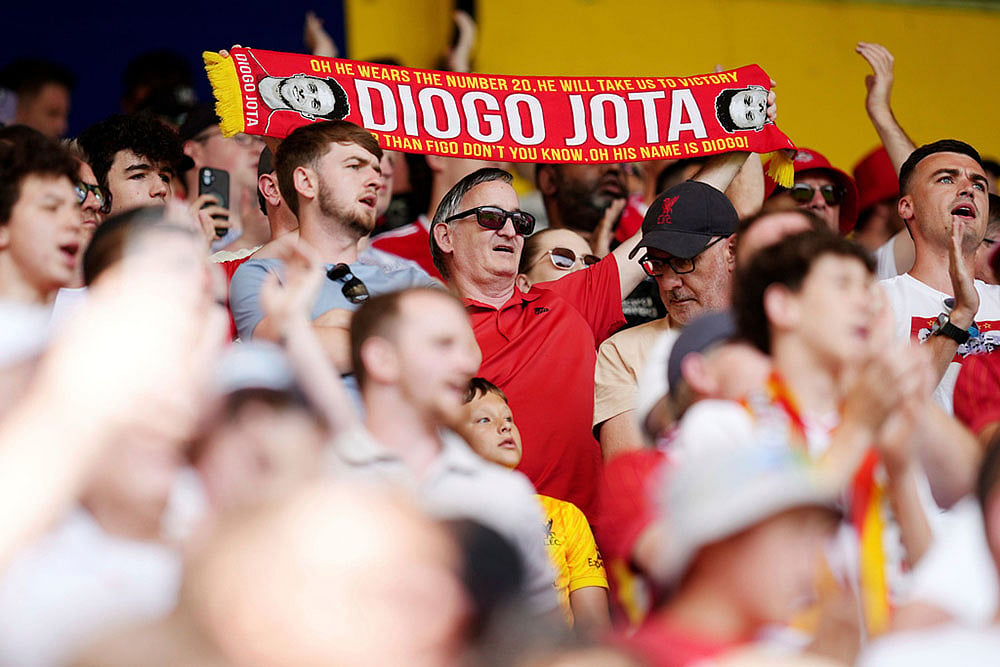 Tribute To Diogo Jota; Pre-season friendly soccer match Preston vs Liverpool