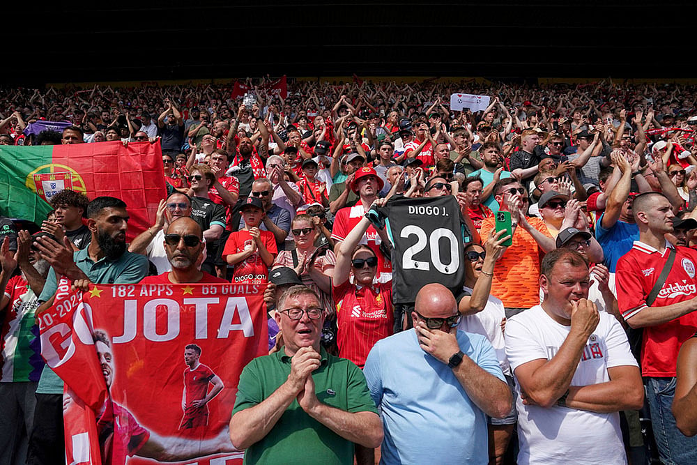 Tribute To Diogo Jota; Pre-season friendly soccer match Preston vs Liverpool