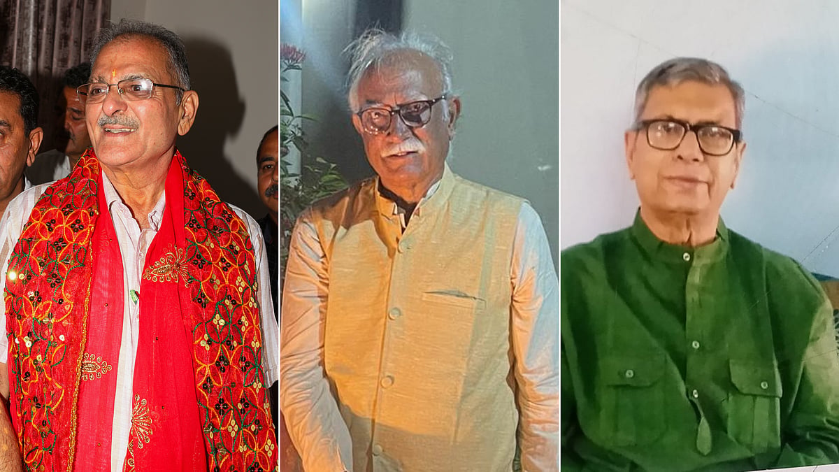 PTI, X : Newly Appointed LGs: Kavinder Gupta in Ladakh; Pusapati Ashok Gajapathi Raju in Goa; Ashim Kumar Ghosh In Haryana. (Left to Right)