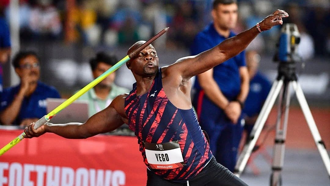Julius Yego in action at Bengaluru's Sree Kanteerava Stadium during Neeraj Chopra Classic 2025. - Instagram/@juliuskyego
