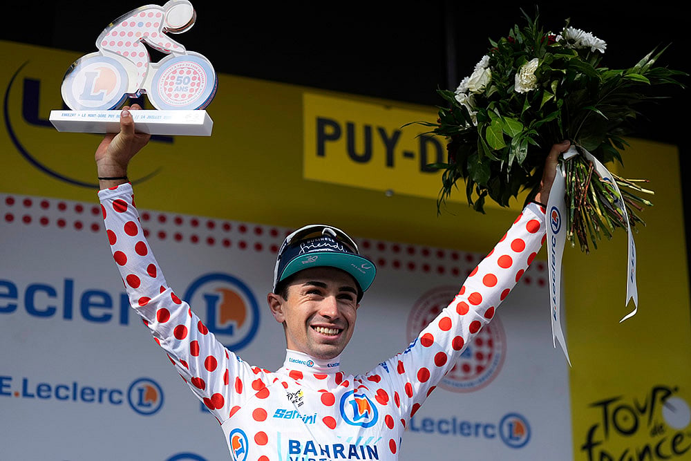 2025 Tour de France cycling race stage 10 photo_Lenny Martinez in best climbers dotted jersey