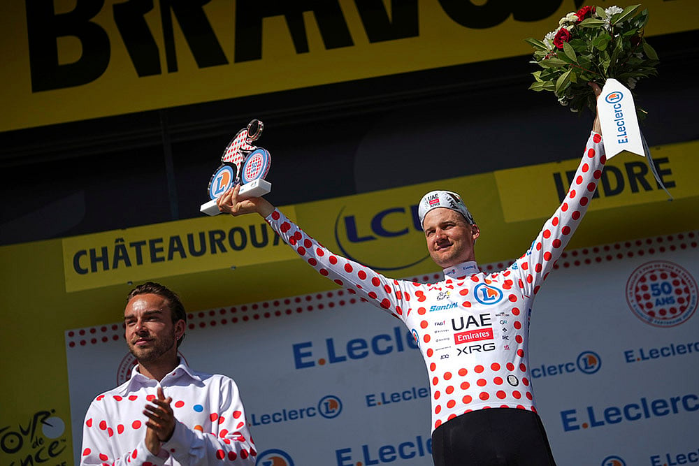 2025 Tour de France cycling race stage 9 photo_Belgiums Tim Wellens, best climbers dotted jersey