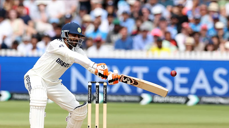 Indias Ravindra Jadeja plays a shot during the fifth day of the third test. AP