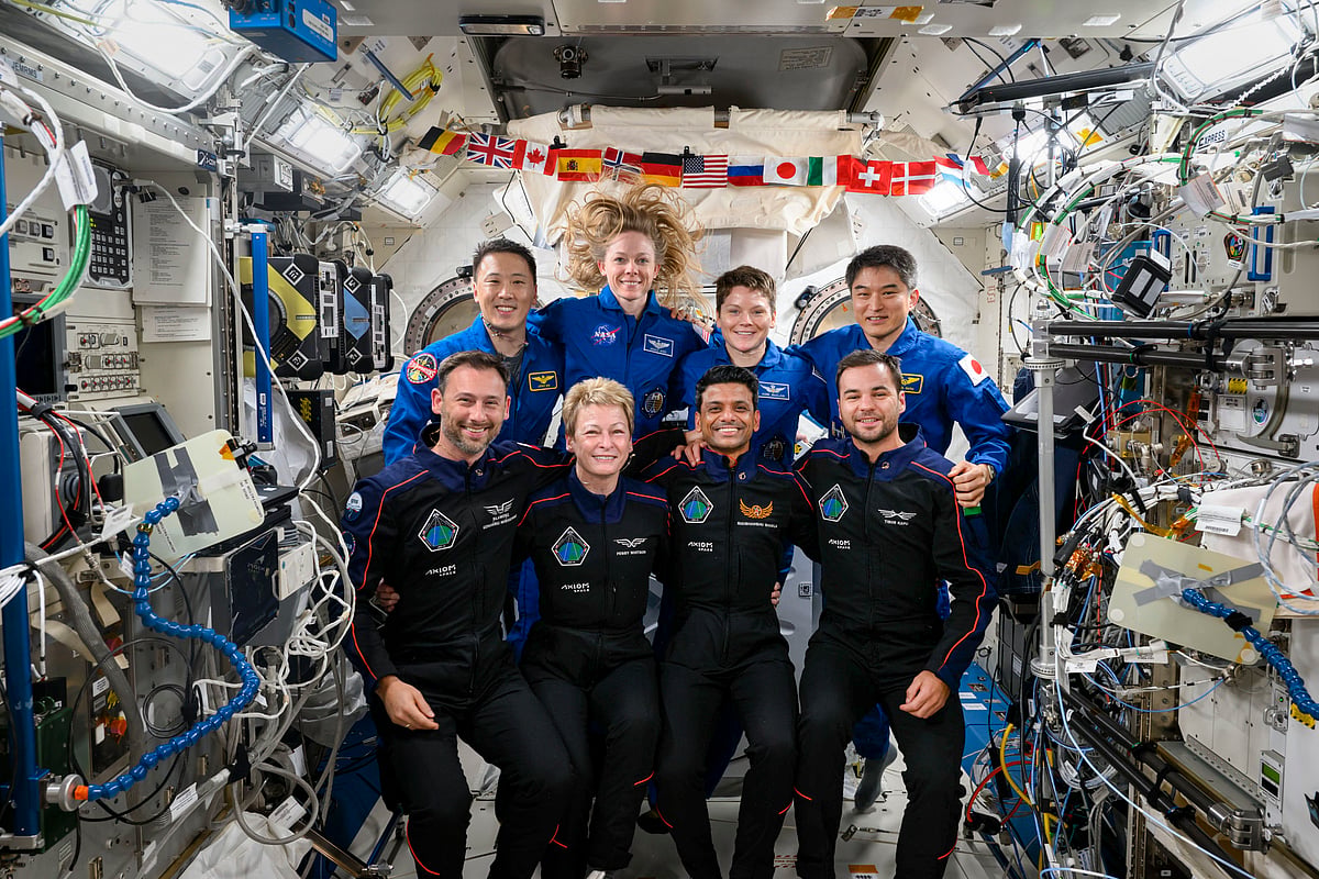 -JonnyKimUSA on X via PTI Photo :  Axiom-4 crew at the International Space Station (ISS)