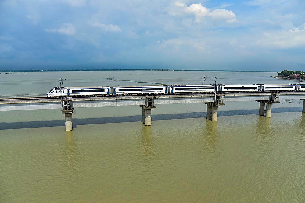 Swollen Ganga river in Prayagraj