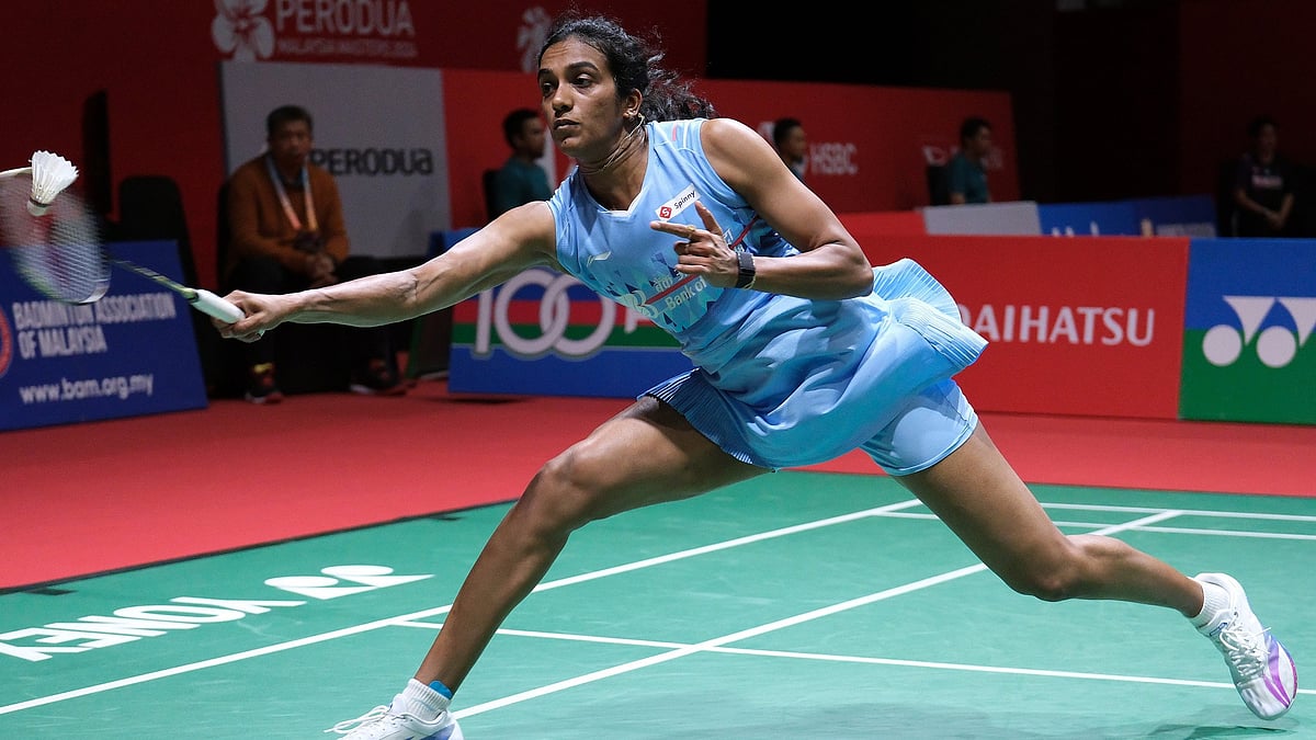 | Photo: X/airnewsalerts : India's PV Sindhu in action in Japan Open 2025 women's doubles.