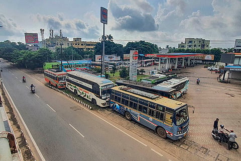 Odisha Bandh: View of  fuel station during a bandh