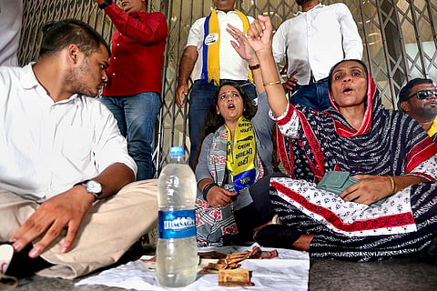 Protest over drinking water issue in Ahmedabad