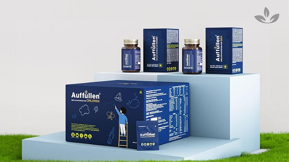 Auffüllen Children product packaging in blue
