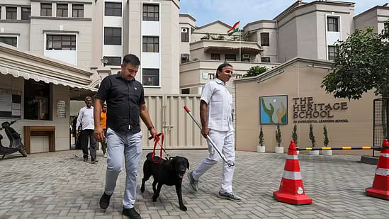 PTI : Security personnel reached The Heritage School amid back-to-back bomb threats in Delhi (REPRESENTATIONAL IMAGE)