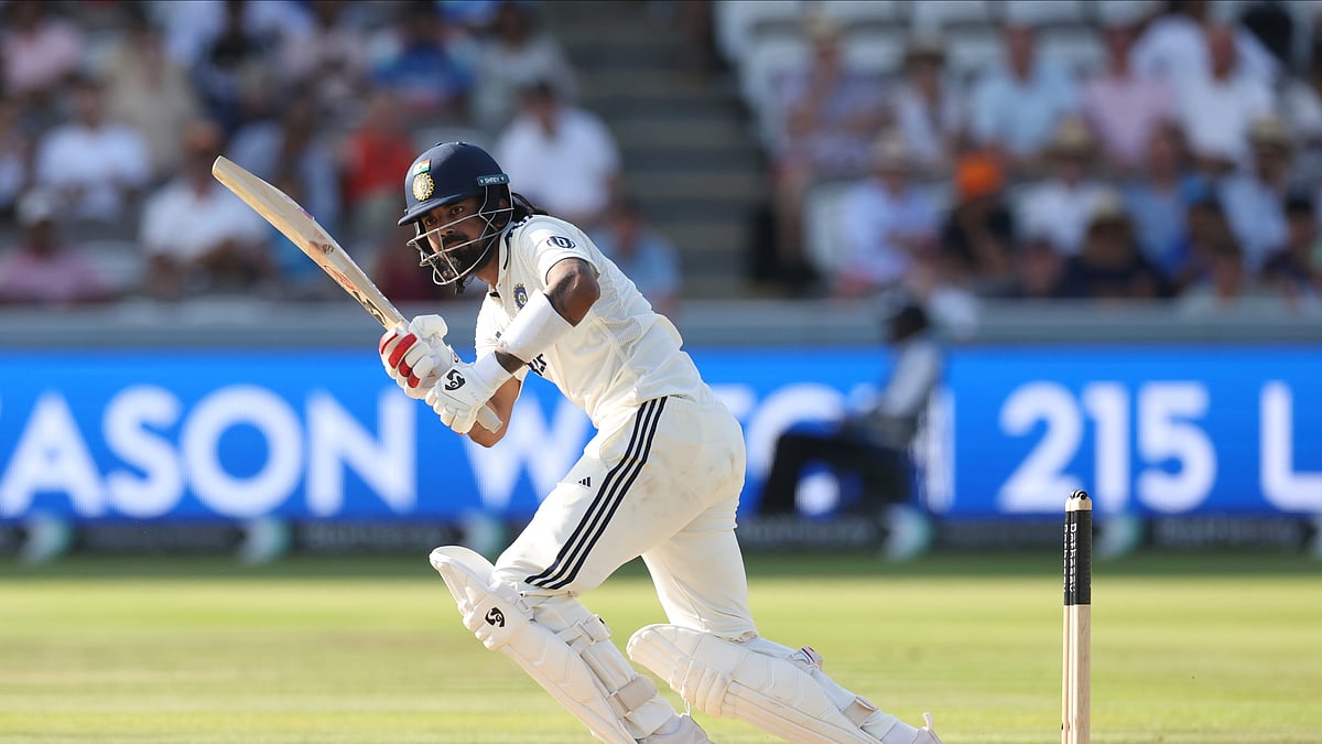 AP Photo/Richard Pelham : India's KL Rahul plays a shot during the fourth day of the third cricket test match between England and India at Lord's cricket ground in London.